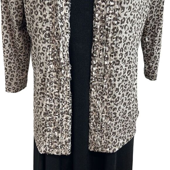 Chicos Travelers Animal Print Open Front Cardigan Lightweight Size 1 Medium - Picture 2 of 8